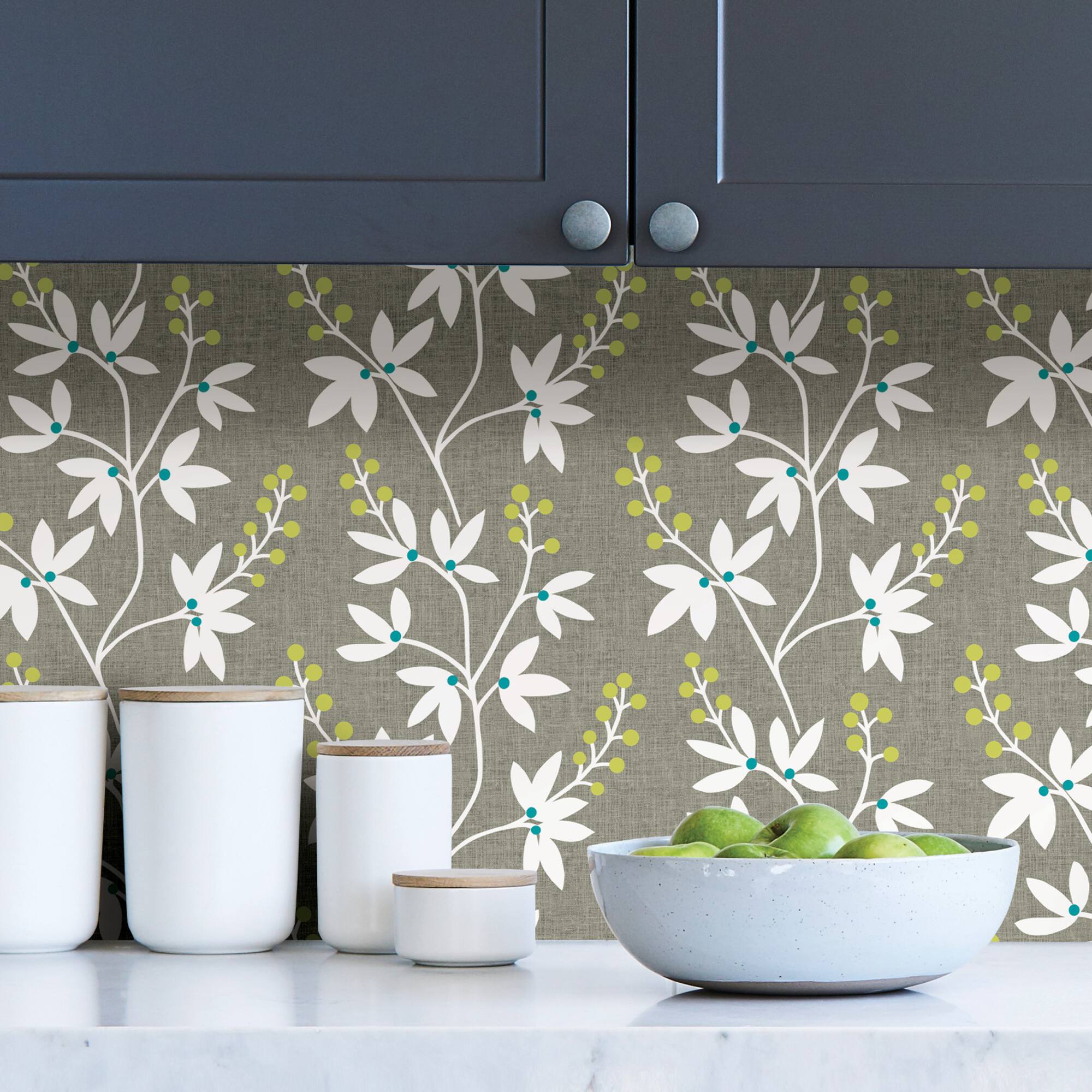 NuWallpaper Taupe & Lime Fairfield Peel & Stick Wallpaper